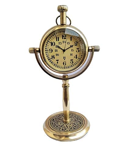 NAUTICAL COLLECTION Handmade Brass Rounded Shape Table Clock for Home Study Living Room and Office Living Room Decor (Brass)