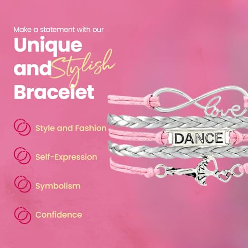 Image of Infinity Collection Love Dance Bracelet - Black, Silver & Blue Braided Multi-Strand Adjustable Wristband with I Love to Dance Heart Charm - Gift for Dancers, Teens & Dance Teams