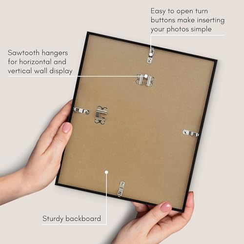 Americanflat 11x13 Picture Frame with Shatter-Resistant Glass - Streamline Collection - Thin Border Picture Frame for Wall Display - Hanging Hardware Included - Black