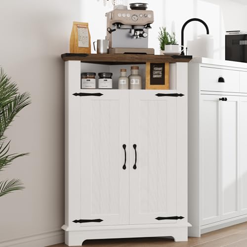 IDEALHOUSE Corner Bathroom Cabinet,Small Corner Cabinet for Bathroom, Kitchen, Living Room,White