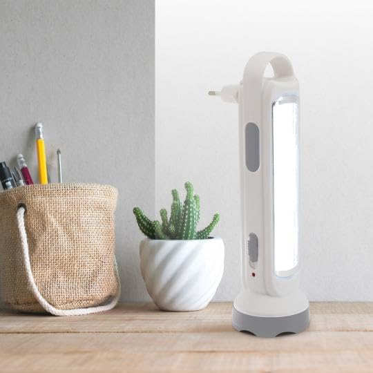 Avidsen Multifunction Flashlight standing upright with side panel illuminated