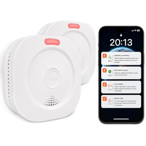ZYTA WiFi Smoke Alarms for Home with 10-Year Battery Battery Smart Smoke Alarms Compatible with TUYA SMART LIFE App Fire Alarm Compliant with EN 14604 Standard