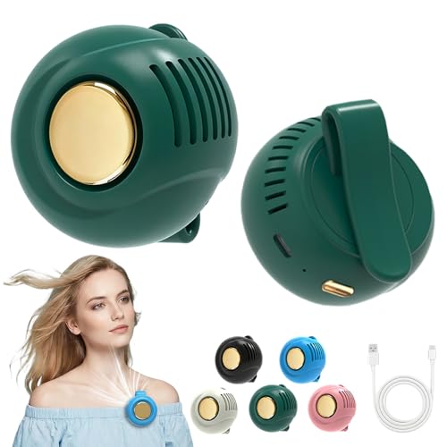 Tragbarer Clip Ventilator 2026 Upgrade Taillenclip-Ventilator Portable Silent Mini Bladeless Fan Clip On 3 Geschwindigkeiten Mini Tshirt Ventilator Handventilator mit Clip für Outdoor (Grün)