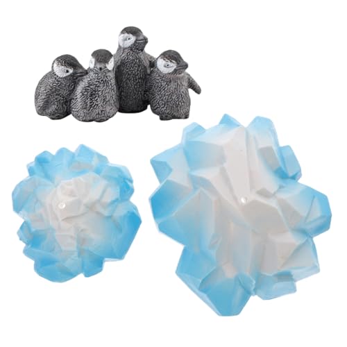 Milisten 2Pcs Underwater Iceberg Decoration with Realistic Penguin Figurines Aquarium Mountain Ornaments for Fish Tanks and Indoor Gardens Durable Design for Fish Habitat