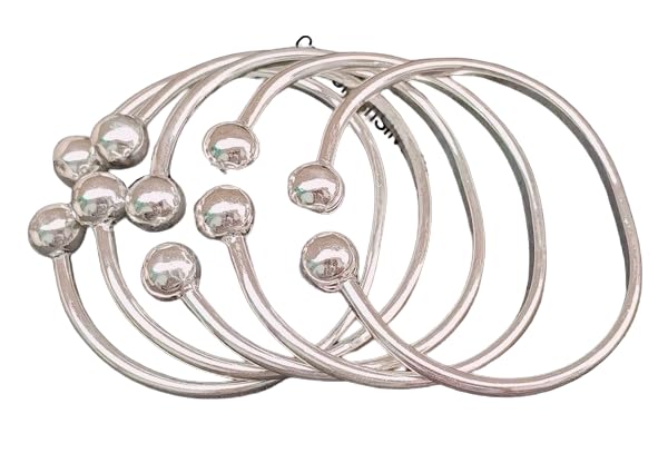 ISHU JEWELLER Thick West Indian Bangles, Set of 7 Sterling Silver Bangles, Size 7-10 Inch, Boho...