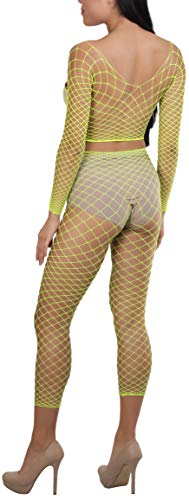 Image of ToBeInStyle Women's Spandex Multi Net Fishnet Set Rave Novelty Party Crop Top & Tights
