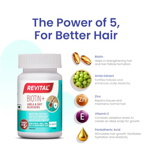 Revital Biotin+ with Amla and DHT Blockers for Hair Growth, 50 Tablets — Biotin Supplements - image 7