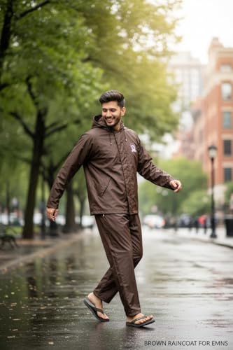 Image of Men's Waterproof Raincoat with Hood | All-Season Lightweight Rain Wear for Bike Riding, Travel & Outdoor Use | Full Sleeve Windproof Rain Jacket for Men