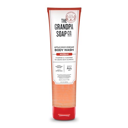 The Grandpa Soap Company Apple Cider Vinegar Body Wash - Purifies and Cleanses to Leave Skin Glowing, With Appl Cider Vinegar and Apple Juice, Helps Revitalize Skin, Vegan, 9.5 Fl Oz
