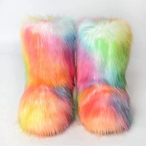 FUNCOS Women's Faux Fur Boots Warm Fuzzy Fluffy Winter Halloween Party Costume Shoes3