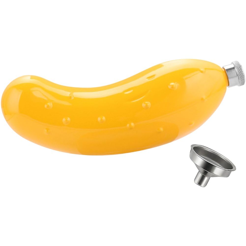 Fituenly Pocket Hip Flask Cucumber Shape, Stainless Steel Funny Hidden Wine Jug, Leak Proof Alcohol Bottle for Outdoor Camping Hiking Travel Picnic
