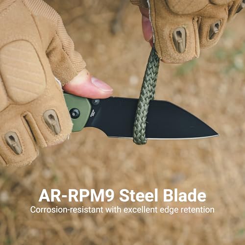 Image of CJRB Pyrite-Light Folding Pocket Knife, 3.34'' AR-RPM9 Steel Blade, Green