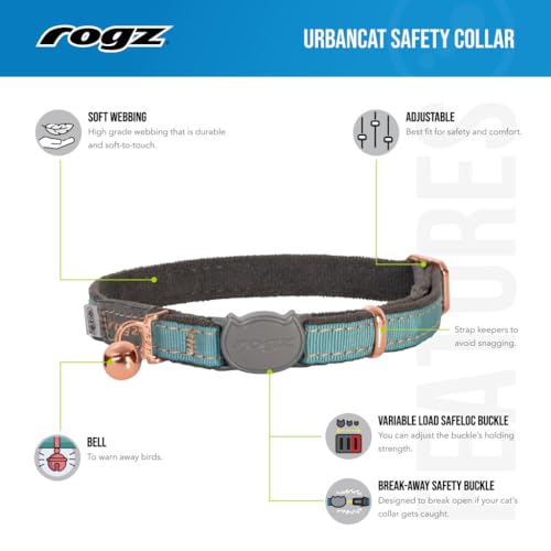 Rogz Urban Katzenhalsband, türkisfarbener Mond mit Sicherheitsschnalle