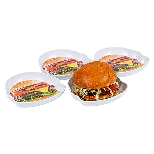 Mind Reader Burger Serving Plate Set, Hosting Essentials, Outdoor Kitchen Accessory, Melamine, 7
