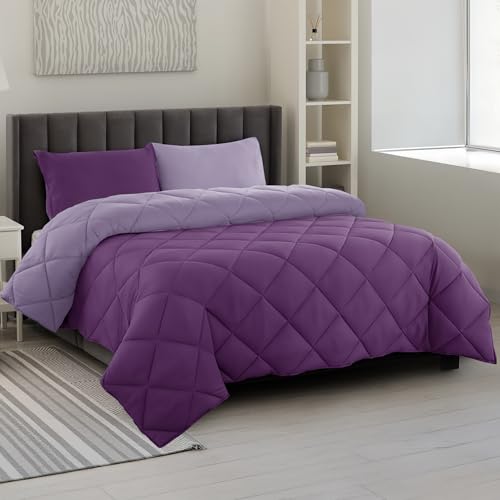 LUX Décor 3 Piece Reversible Comforter Set – Lightweight Soft Woven Polyester Material