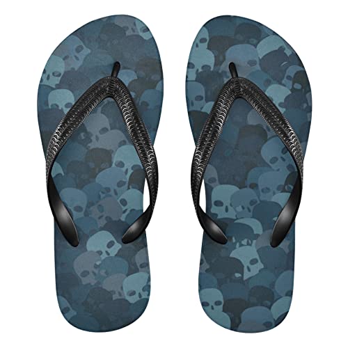 Dallonan Flip Flops Camouflage Skull Camo Unisex Zehensandalen Strand Sandalen, Camouflage Totenkopf Camo, Medium Cover