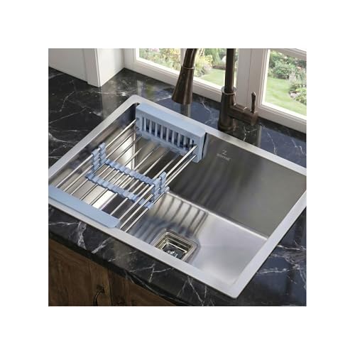 Image of ZOME Indo Premium Kitchen Sink (24 X 18 Inches) | Stainless Steel Single Bowl, Heavy Duty, Anti-Rust, Sound-Dampening Sink for Modern Kitchens | Easy Clean, Perfect for Daily Use