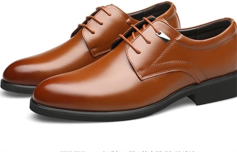 HBJWOV Men's Business Formal Leather Shoes British Pointed Toe Lace-up Casual Shoes Comfortable Wear-Resistant Non-Slip Sole Oxford Shoes for Men