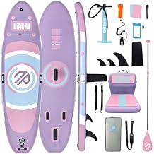 Niphean Inflatable Stand up Paddle Board with StabilTrac Fin, 400LBS Capacity & Wide EVA and Ergonomic Kayak Seats with Back Support