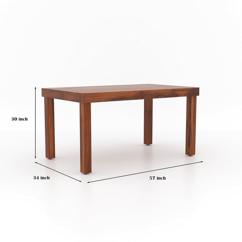 Image of Furniture Solid Sheesham Wood 6 Seater Dining Table Set with Cushioned Chairs | Multipurpose Wooden Six Seater Dinner Table Set for Living Room, Dining Area and Home (Honey Finish)