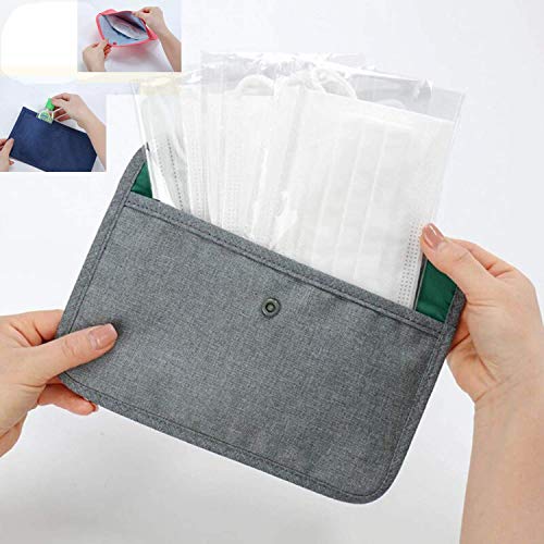 Face Mask Case Holder Portable Storage mask Keeper Carrying case Organizer 3 Pockets to Store Reusable and Disposable Masks & Hand sanitizer Holder (GRAY)