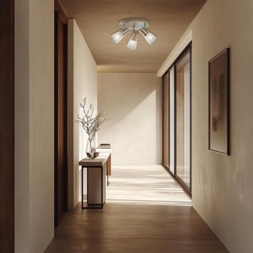 Laite Lumens 10” Track Lighting Kit, Brushed Nickel Finish Flush Mount Ceiling Light Fixture with Frosted Glass Shades, E26 Base Adjustable Heads Provide Directional Light (3-Light) by Laite Lumens - Used condition - Image 7