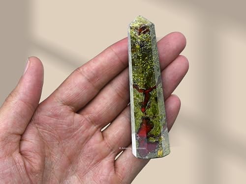 Image of Amazing Gemstone Dragon Bloodstone Crystal Towers - Natural Healing Crystal Point Obelisk for Reiki Healing and Crystal Grid (3 inch to 4 inch INCH)