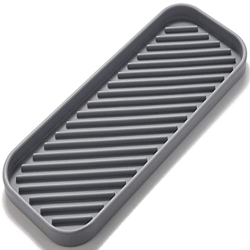 ERISED Sponge Holder for Kitchen Sink 9x3.5 Silicone Kitchen Sink Organizer for Sponge,Soap Dispenser,Kitchen Towel Scrubber Kitchen Accessories Bathroom Sink Organizer Soap Dishes Grey