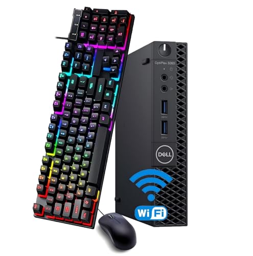 Dell OptiPlex 3060 Mini PC de escritorio, Intel Core i3 8100T, 8 GB RAM, SSD 256 GB, Bluetooth, teclado QWERTY, ratón, USB WiFi, Windows 11 Pro (reacondicionado)