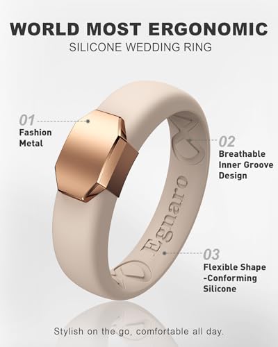 Image of Egnaro Silicone Wedding Bands Women, Inner Arc Ergonomic Breathable Design