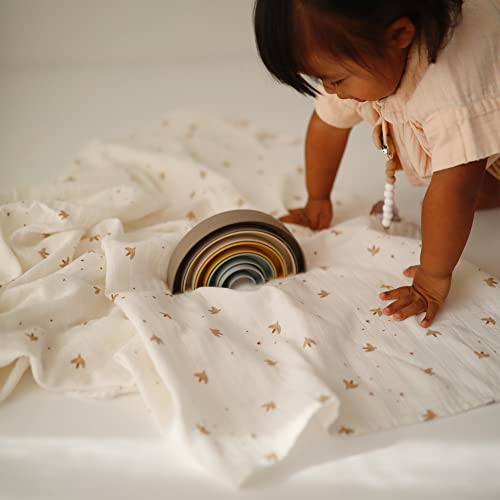Image of mushie Muslin Baby Swaddle Blanket | 100% Organic Cotton (Sparrow)