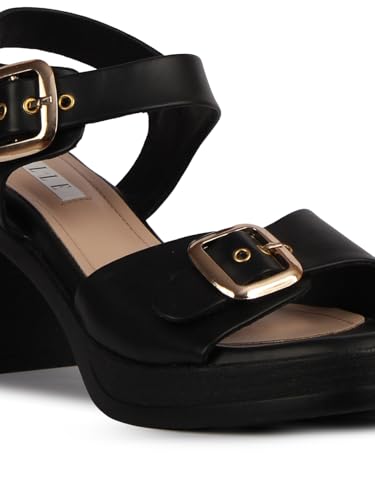 Image of ELLE Women's Block Heel Backstrap Sandal with Buckles details