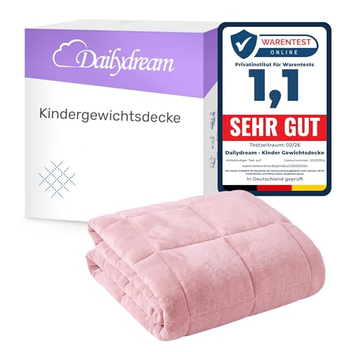 Dailydream Kinder Gewichtsdecke | 104x150 | 3,2 kg | kuschelig rosa | aus 100% Polyester | mit Glasperlenfüllung | schwere Decke zum Schlafen | Weighted Blanket | Therapiedecke | 35-55 kg