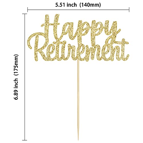 Gyufise Gold Glitter Happy Retirement Cake Topper Retirement Cake Decoration Picks For Retired Party Cake Decoration Party Supplies 1 Pack #TOP1