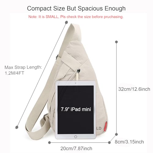 Small Crossbody Sling Backpack Men Women Sling Bag Chest Bag Daypack Nylon for Travel Hiking Walking Daily Casual Beige2