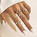 KISS WIFE Gold Stackable Moon Star Knuckle Rings Set for Women, Boho Dainty Lightweight Stacking Rings, Vintage Midi Rings Pack, Trendy Jewelry (2)