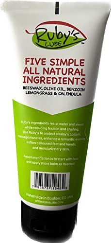 All Natural | Hand Made In Boulder Co | Voted Best For Triathlons And Ironmans | Ruby's Lube | Anti- Chaffing Balm | Water & Sweat Resistant | Formulated By A 7 Time Ironman Winner - 3 Oz Tube #TOP1