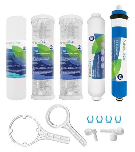 NSF Certified 5 Stage Reverse Osmosis RO Water Filters Replacement Set 100 GPD RO Membrane Standard...