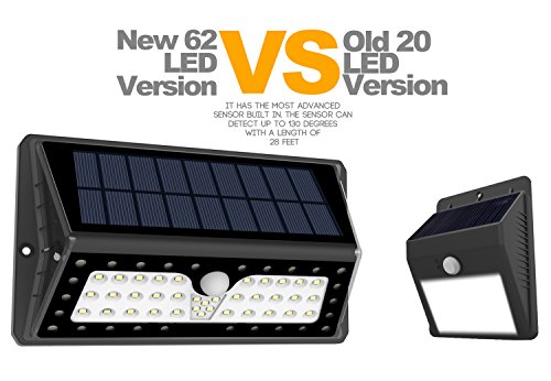 image for Solar Lights, Lampat Outdoor 62 LEDs, Super Bright Motion Sensor Light