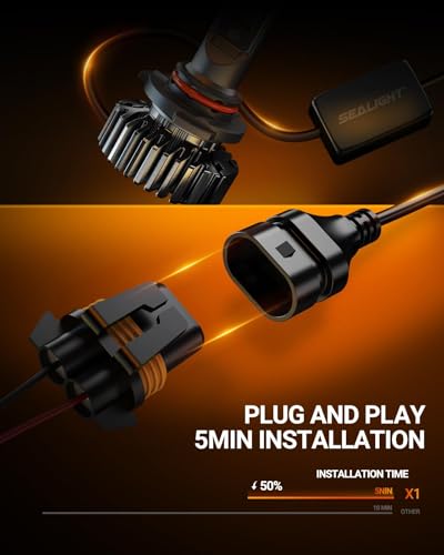 Image of SEALIGHT 90 05 Bulbs Upgraded 30,000LM 700% Super Bright, 1:1 Size, 6000K Cool White Fog Light, 50000Hrs Long Service Life, Plug and Play, Pack of 2