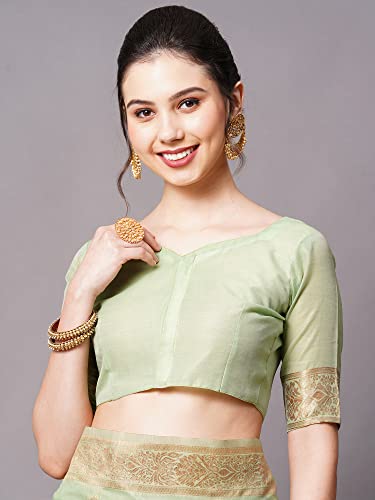 Image of AKHILAM Women's Cotton silk Woven Design Saree With Unstitched Blouse Piece(COTFLW09 Parent)