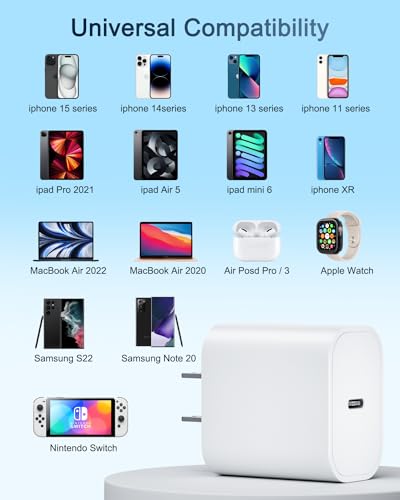 Image of Multi Charger 2 in 1 for iPhone 14 and 15, (USB C & Lightning) to USB C Fast Charging Cord with 20W PD Type C Fast Charging Block for iPhone 15 /14 /13 /12 Pro Max /11 /Xs Max /X,iPad Pro