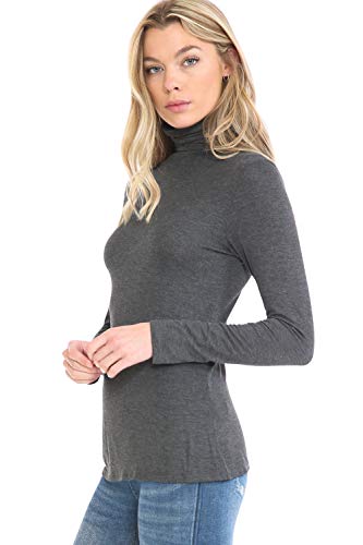 Image of Women's Lightweight Long Sleeve Turtleneck Top Pullover Sweater (S-3XL)
