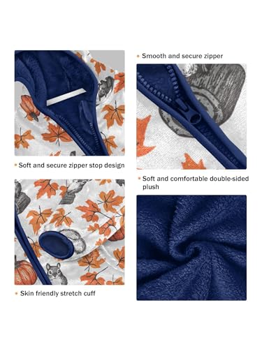 Maple Leaf Pumpkin and Squirrel Girls Fleece Jacket Girls Fall Jacket Boys Coats Zip Up Hoodie Children Outerwear 2-10T3