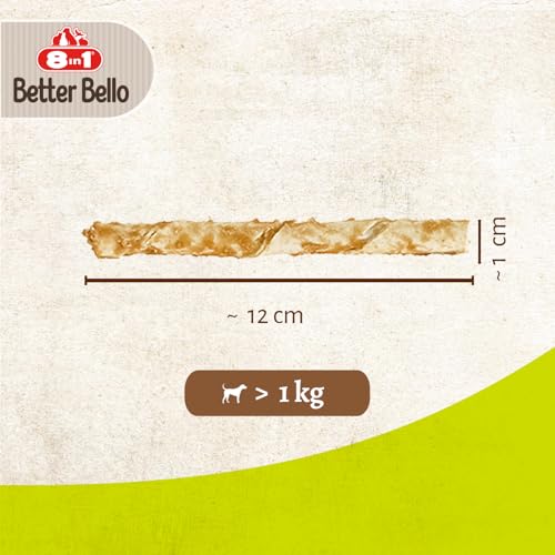8in1 Better Bello Chicken Twisted Sticks - leicht verdauliche Kaustangen für Hunde mit Huhn, Kauartikel für Hunde mit empfindlichen Magen, 60g Beutel (10 Stück)