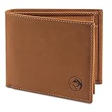KLASSISCHE HANDMADE LEDER-BÖRSE: Hochwertige Trifold Geldbörse aus Echtleder mit viel Platz für Karten, Münzen & 100er Scheine.