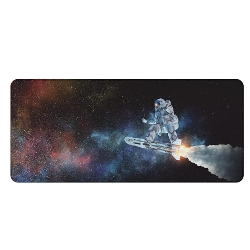 UOQFHHM Large Mouse Pad for Women Rectangular Rubber Spaceman Print Desk Mat for Desktop Stitched...