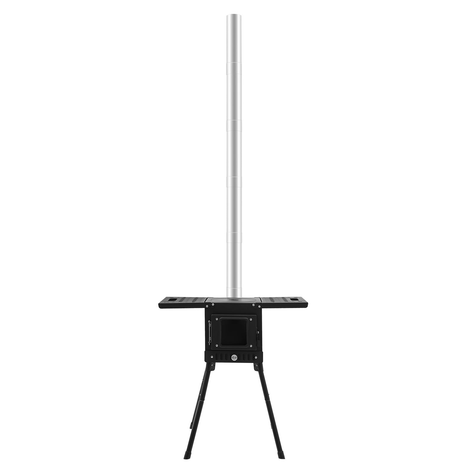 Klappbarer Camping Holzofen, Zeltofen Outdoor-Küchenofen mit Schornstein, Camping Feuerstelle Terrassenofen, Tragbarer Outdoor Kocher Ofen Herd Heizung für Wandern/BBQ/Garten,36-56cm Höhenverstellung