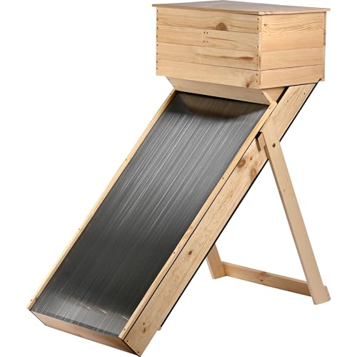 dobar® Solar-Trockner aus Holz stehend für Obst und Gemüse - Großer Dörr-Schrank zum Trocknen von Kräutern - Haltbar-Machen von Obst, Gemüse, Gewürz- und Heilpflanzen, Natur