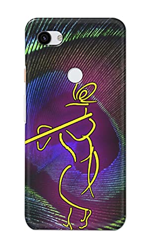 Image of PRINTFIDAA Lord Krishna On Peacock Feather Hard Back Cover for Google Pixel 3A, G020A, G020E, G020B Back Cover -(P6) KAT1007